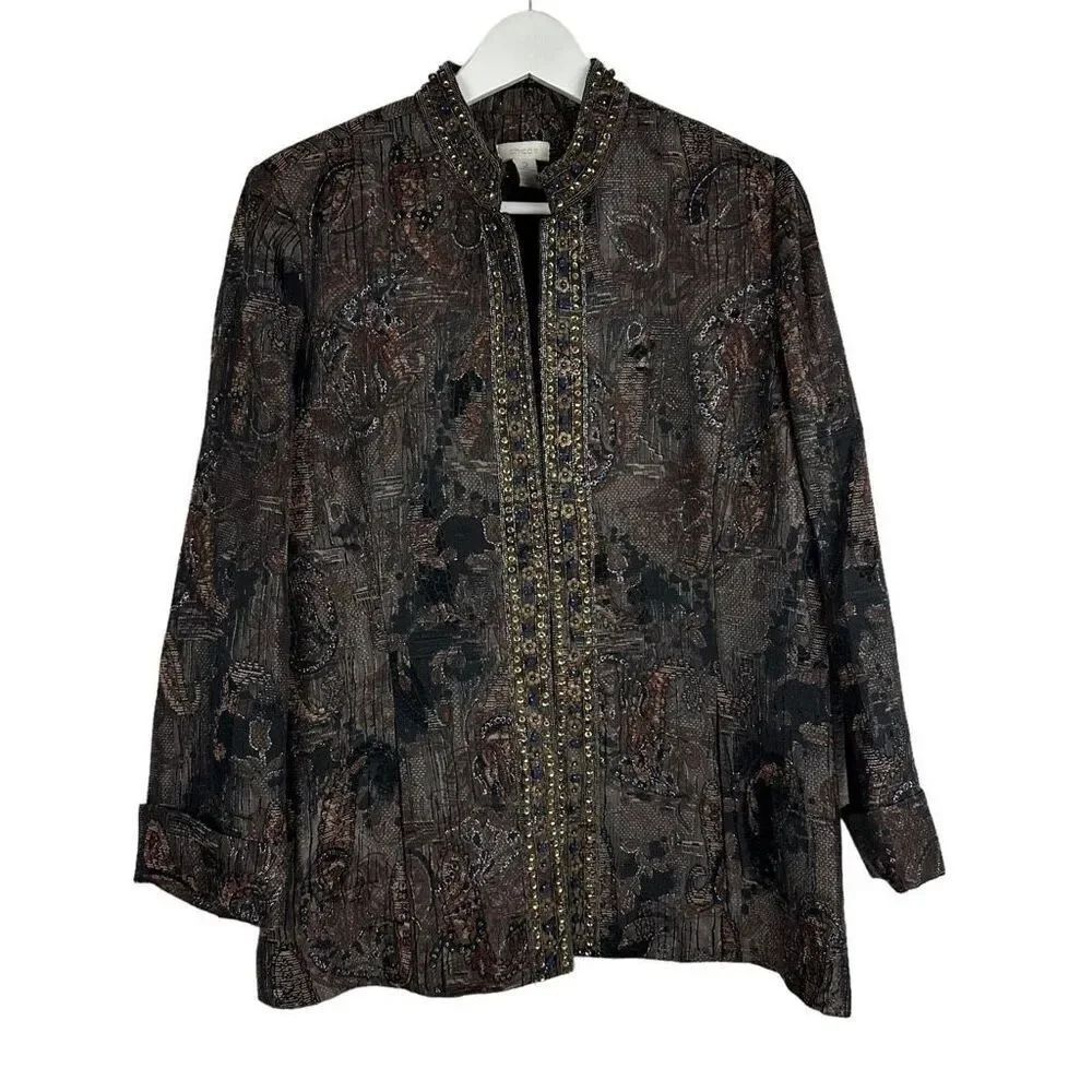 Chico’s Jewel Shireen Jacket in Chocolate size Large